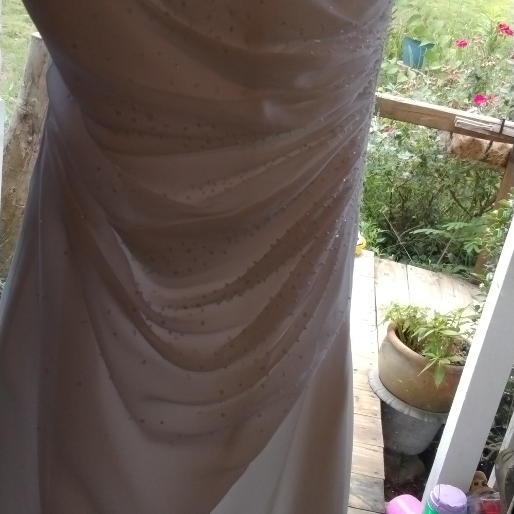 Davids Bridal wedding dress size 14 white with sequins and train - Picture 6 of 12